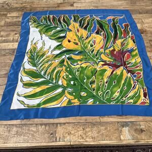 Anne Klein Decorative Silk Scarf 30 in x 30 in Vibrant Tropical Leaves
